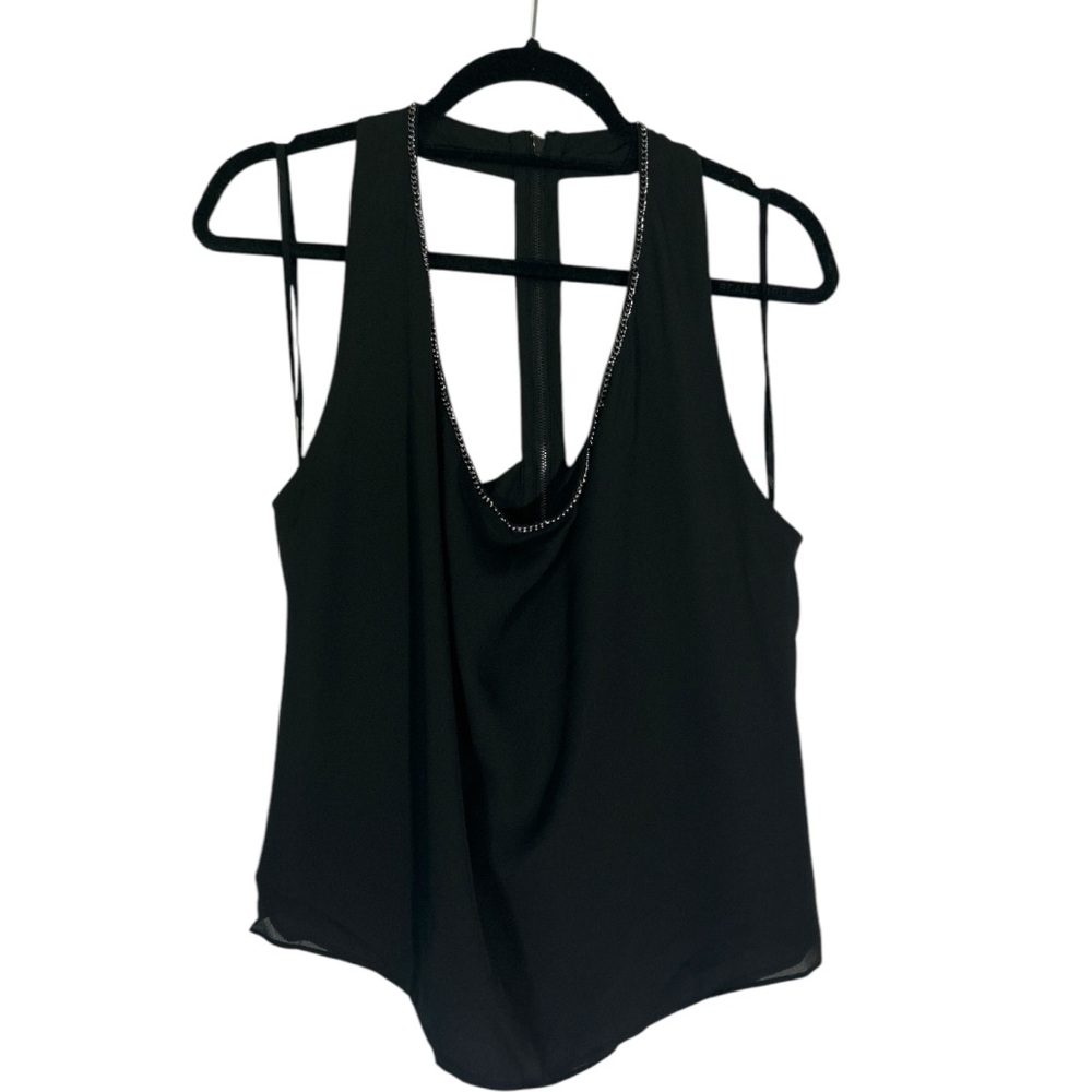 Frederick's of Hollywood Black Racerback Top with Chain Detail